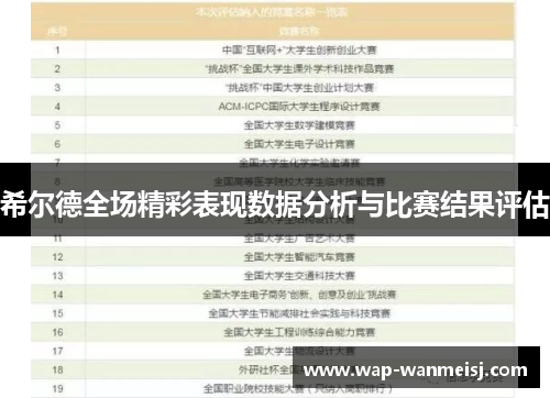 希尔德全场精彩表现数据分析与比赛结果评估